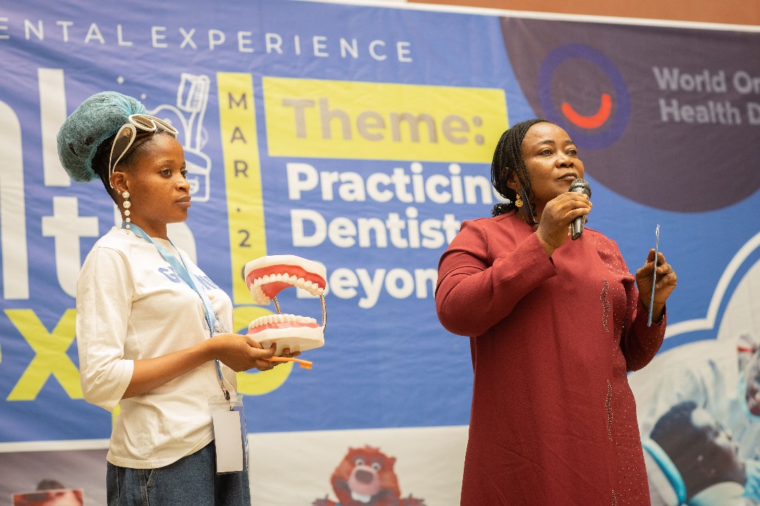 Dental professionals at a community event